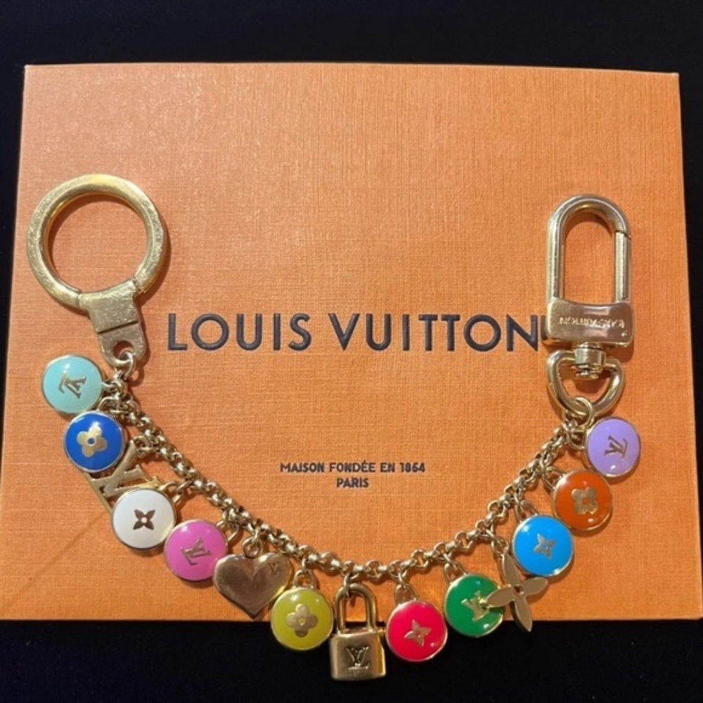 🌸 Louis Vuitton Multicolor Candy Pastilles Rainbow Bag Charm Bracelet Gold